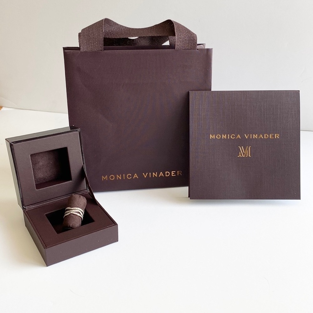 🎉HP🎉 NWT Monica Vinader Riva Triple Wave Pave Diamond Rose Gold Ring & Gift Wrap - Picture 5 of 9
